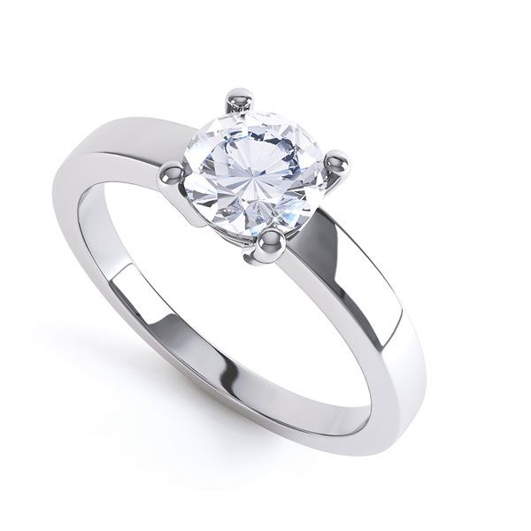 Round 4 Claw Engagement Ring with Straight Shoulders Main Image