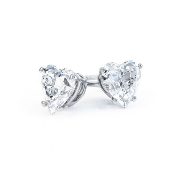 4 Claw Heart Shaped Diamond Solitaire Earrings Valencia E1b001 4 Claw Heart Shaped Diamond Solitaire Earrings