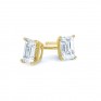 4 Claw Emerald Cut Diamond Stud Earrings In Yellow Gold 4 Claw Emerald Cut Diamond Stud Earrings In Yellow Gold