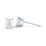 4 Claw Emerald Cut Diamond Stud Earrings Side View 4 Claw Emerald Cut Diamond Stud Earrings Side View