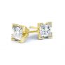 4 Claw Tiffany Style Princess Cut Diamond Earrings In Yellow Gold 4 Claw Tiffany Style Princess Cut Diamond Earrings In Yellow Gold