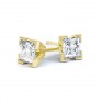 4 Claw Tiffany Style Princess Cut Diamond Earrings In Yellow Gold 4 Claw Tiffany Style Princess Cut Diamond Earrings In Yellow Gold