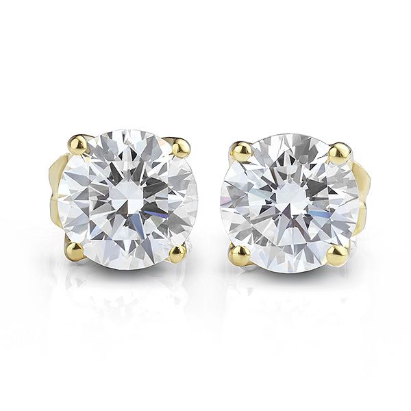 4 Claw Round Diamond Stud Earrings Main Image