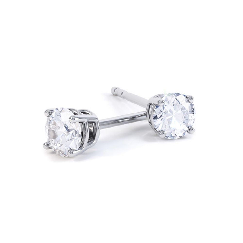 Classic 4 Claw Round Solitaire Diamond Earrings