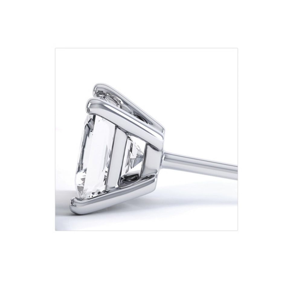 Classic 4 Claw Princess Cut Diamond Earrings Side View