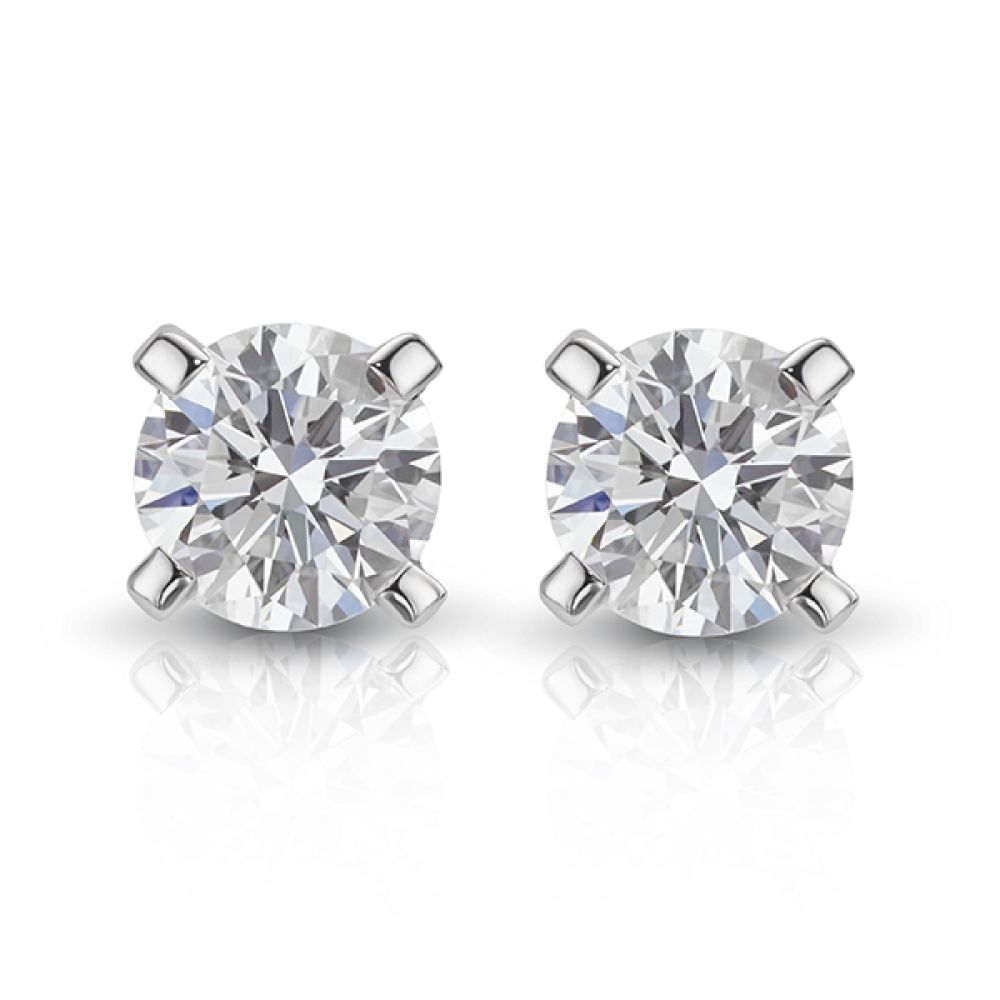 Modern 4 Claw Diamond Earrings with Basket Setting