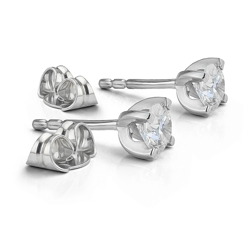 Modern 4 Claw Diamond Earrings with Basket Setting In Yellow Gold Modern 4 Claw Diamond Earrings with Basket Setting In Yellow Gold