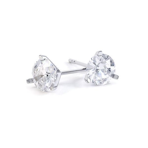 3 Claw Round Brilliant Cut Diamond Stud Earrings Main Image