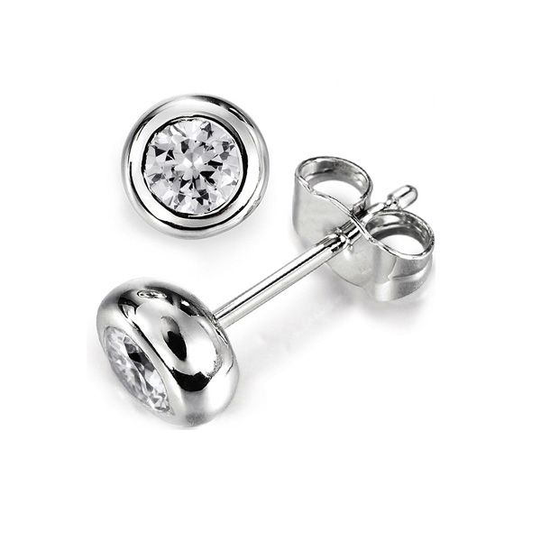 Solitaire Diamond Earrings Doughnut Bezel Setting Ed019 Solitaire Diamond Earrings Doughnut Bezel Setting