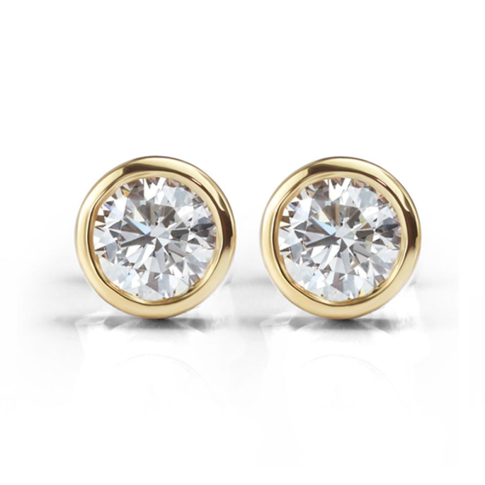 Cylindrical Bezel Round Diamond Stud Earrings Cylindrical Bezel Round Diamond Stud Earrings