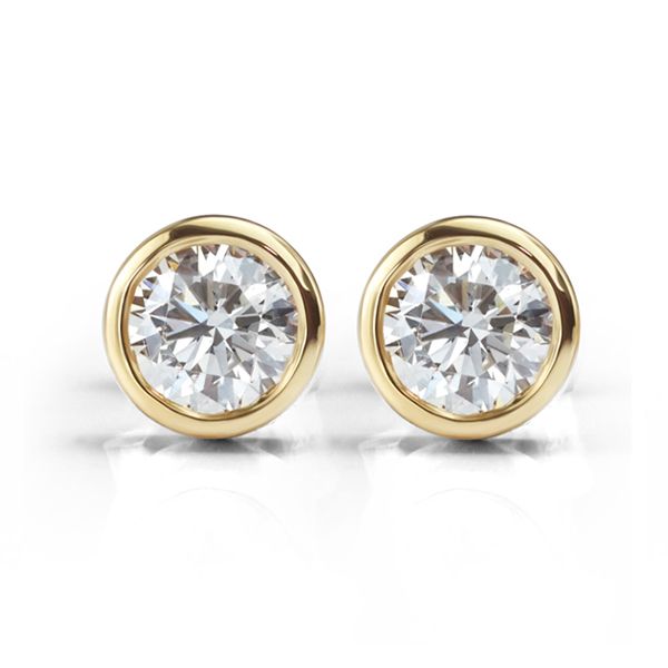 Cylindrical Bezel-Set Diamond Earrings  Main Image