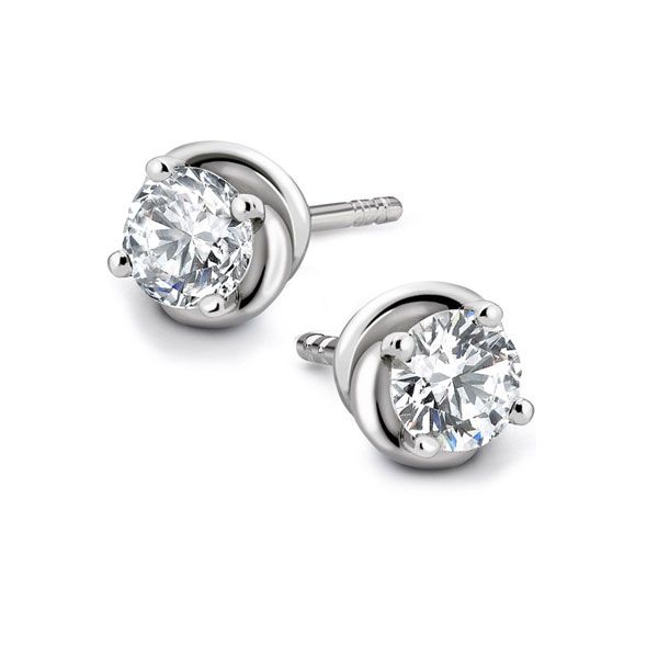 Knot Styled 4 Claw Diamond Stud Earrings Main Image
