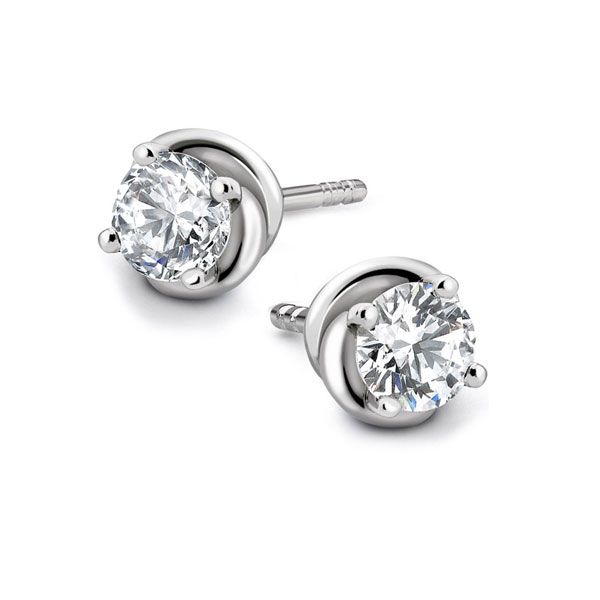 Knot Styled 4 Claw Diamond Stud Earrings  Main Image