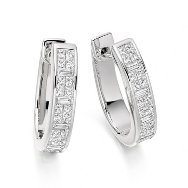 Hoop Earrings with .2 Carat Diamonds, .75” Diameter in 18K White Gold -  Kwiat