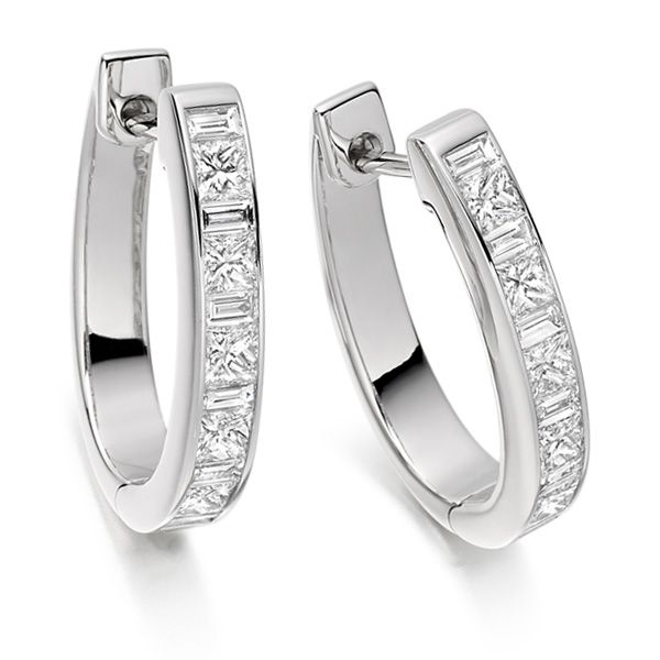 1.10ct Princess & Baguette Diamond Hoops Main Image