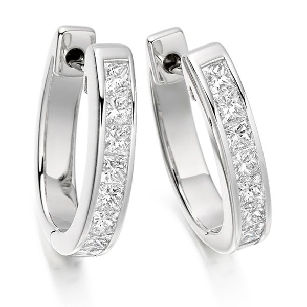 1.50cts Channel Set Princess Diamond Earrings Main Image