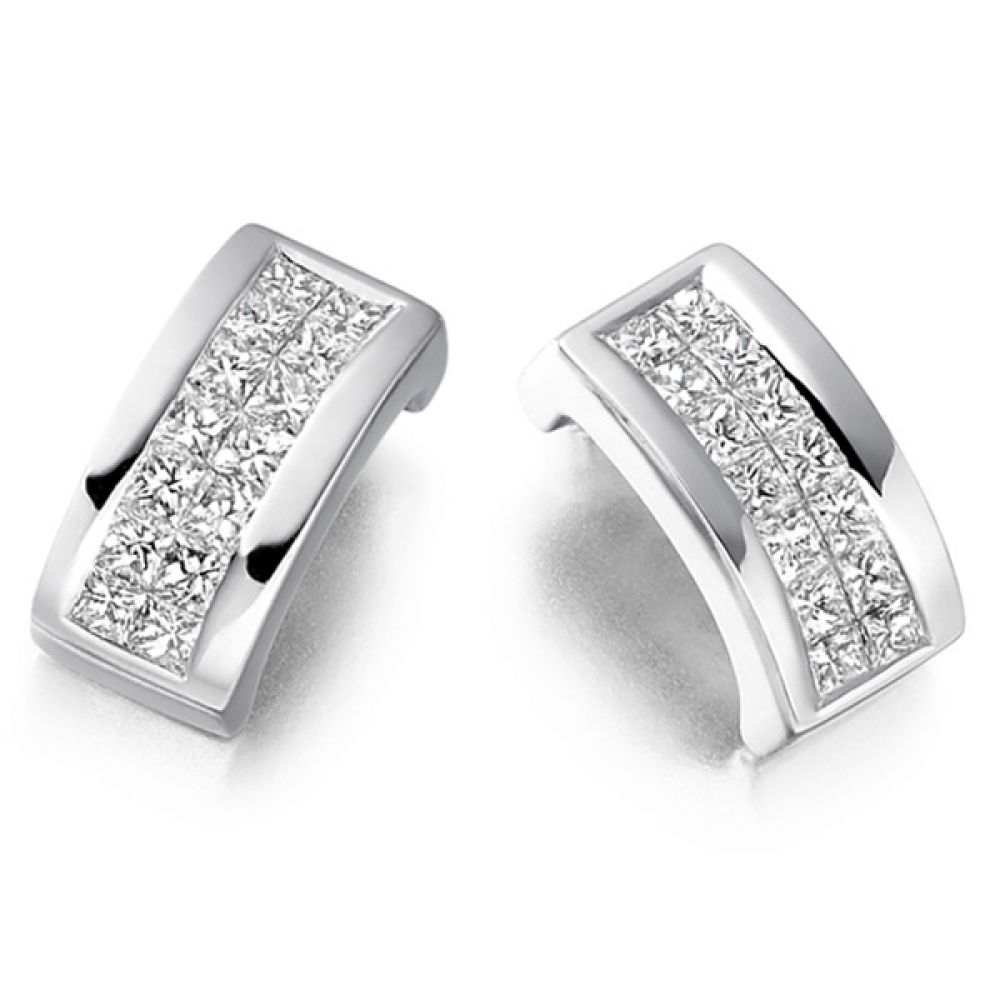 0.55cts 2 Row Princess Diamond Stud Earrings