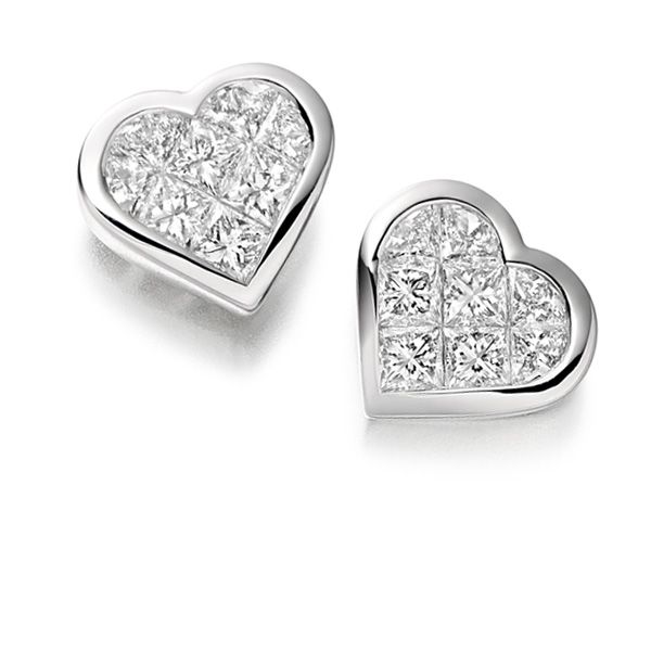 0.80cts Invisible Set Heart Shaped Diamond Earrings Main Image