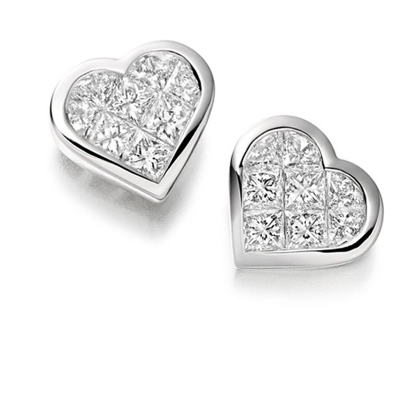 0 80ct Invisible Set Heart Shaped Diamond Earrings Ee221 Gep006 0 80cts Invisible Set Heart Shaped Diamond Earrings