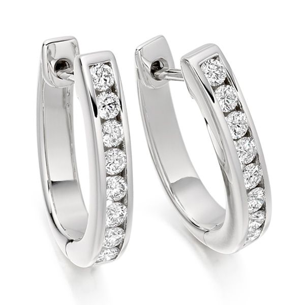 0.55cts Channel Set Round Diamond Hoops Main Image