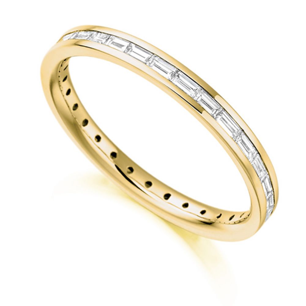 0.60cts Baguette Cut Diamond Full Eternity Ring In Yellow Gold