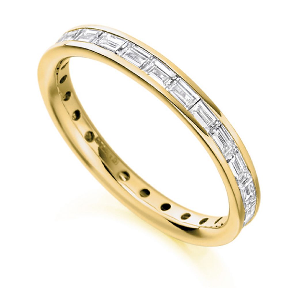 1.25cts Baguette Diamond Full Eternity Ring In Yellow Gold