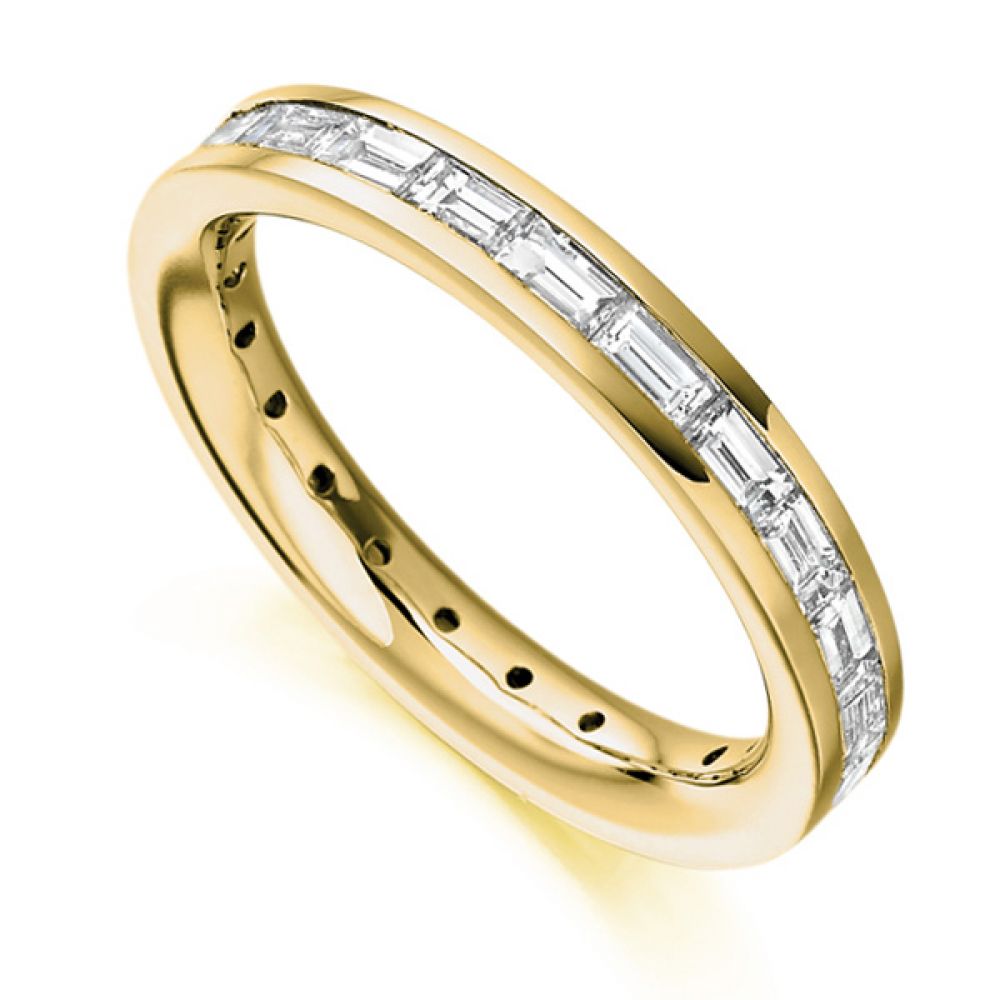 1.50cts Baguette Diamond Full Eternity Ring In Yellow Gold