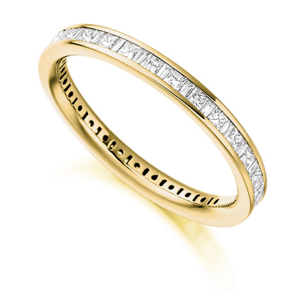 1 Carat Baguette and Princess Diamond Full Eternity Ring In Yellow Gold 1 Carat Baguette and Princess Diamond Full Eternity Ring In Yellow Gold