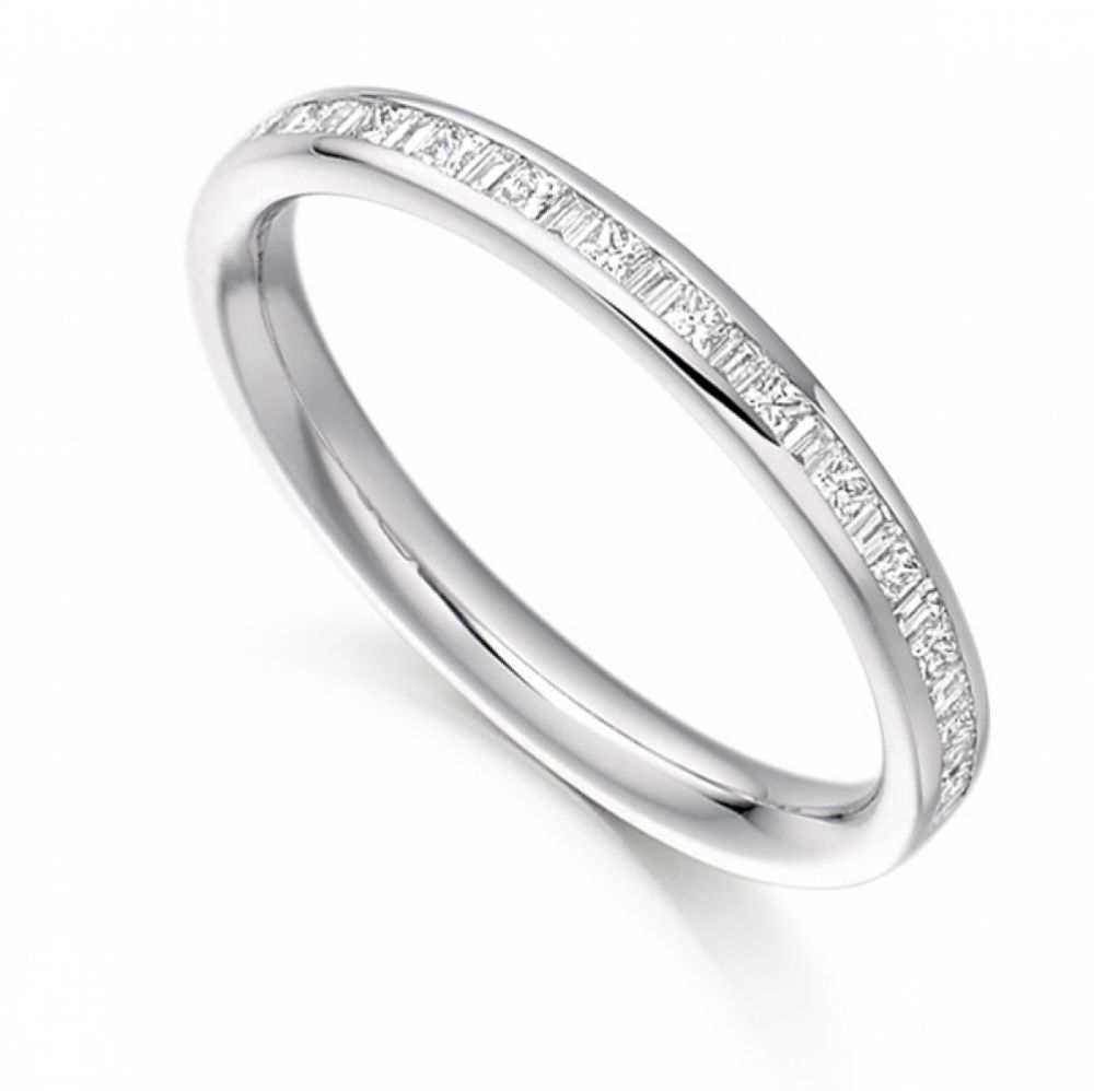 0.30cts Princess & Baguette Half Diamond Eternity Ring White Gold