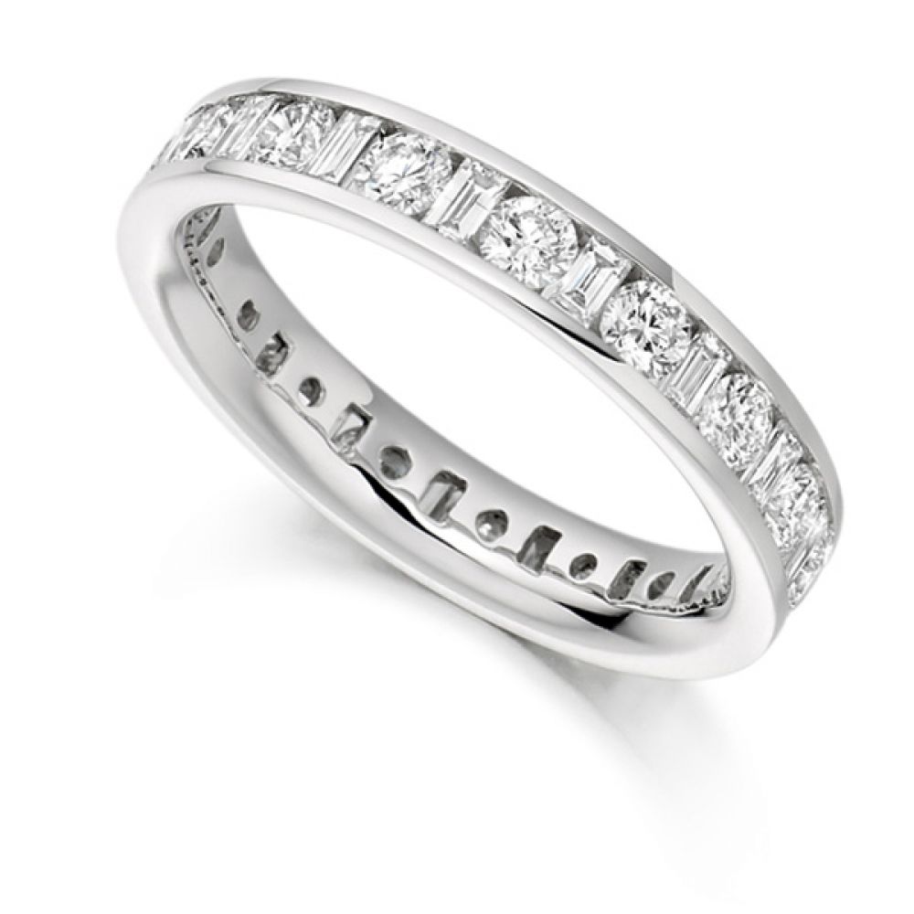 2 Carat Round and Baguette Diamond Full Eternity Ring