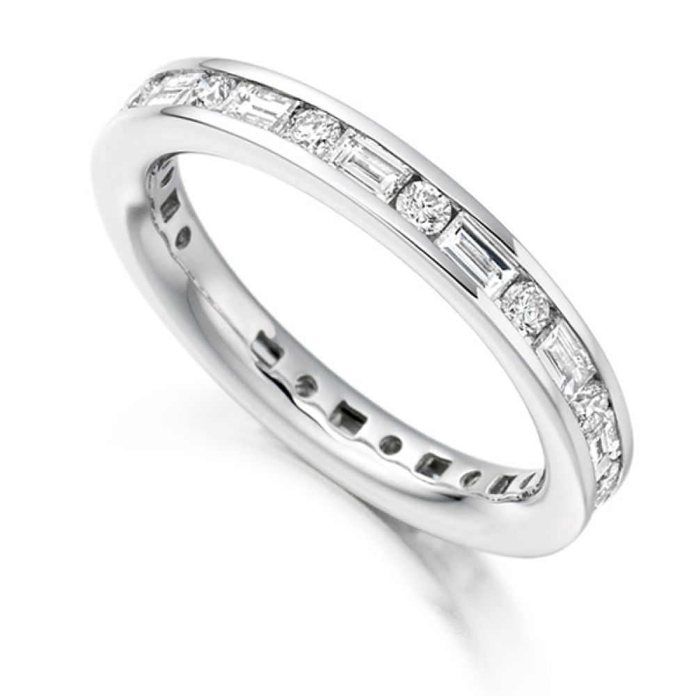 1.25cts Lengthways Set Baguette & Round Diamond Eternity Ring