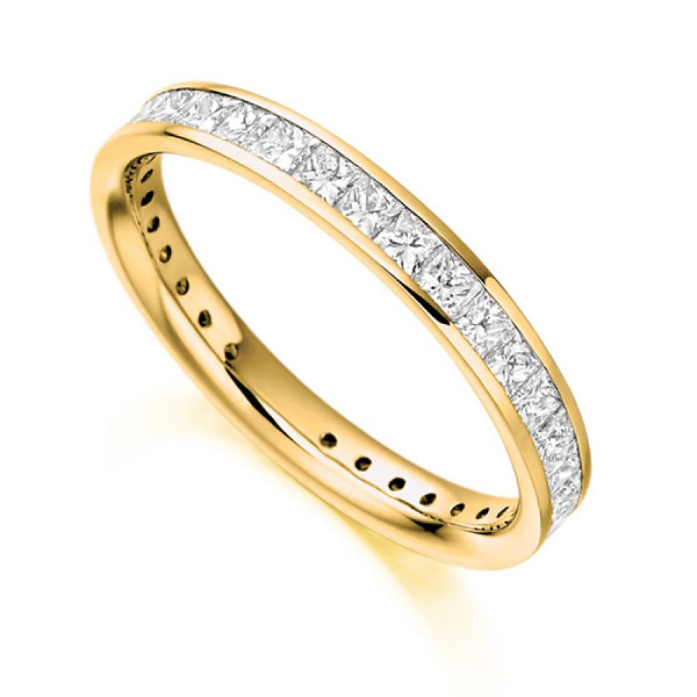 1.30cts Princess Cut Diamond Full Eternity Ring In Yellow Gold