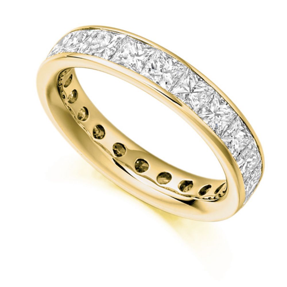 3.30 Carat Princess Cut Diamond Full Eternity Ring In Yellow Gold