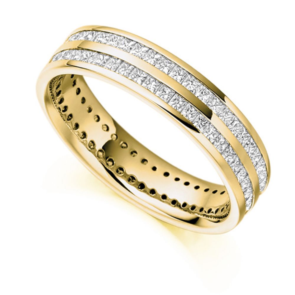 1.50cts Full Diamond Eternity Ring with Double Channel In Yellow Gold