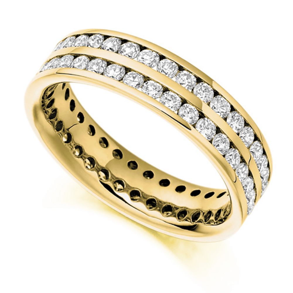 1.56ct Double Channel Full Diamond Eternity Ring In Yellow Gold