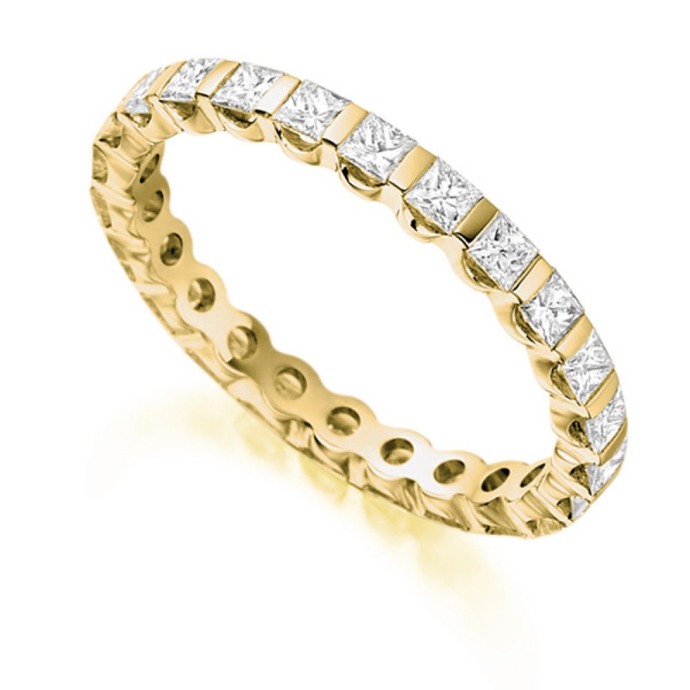 1.05 Carat Bar Set Full Diamond Eternity Ring In Yellow Gold