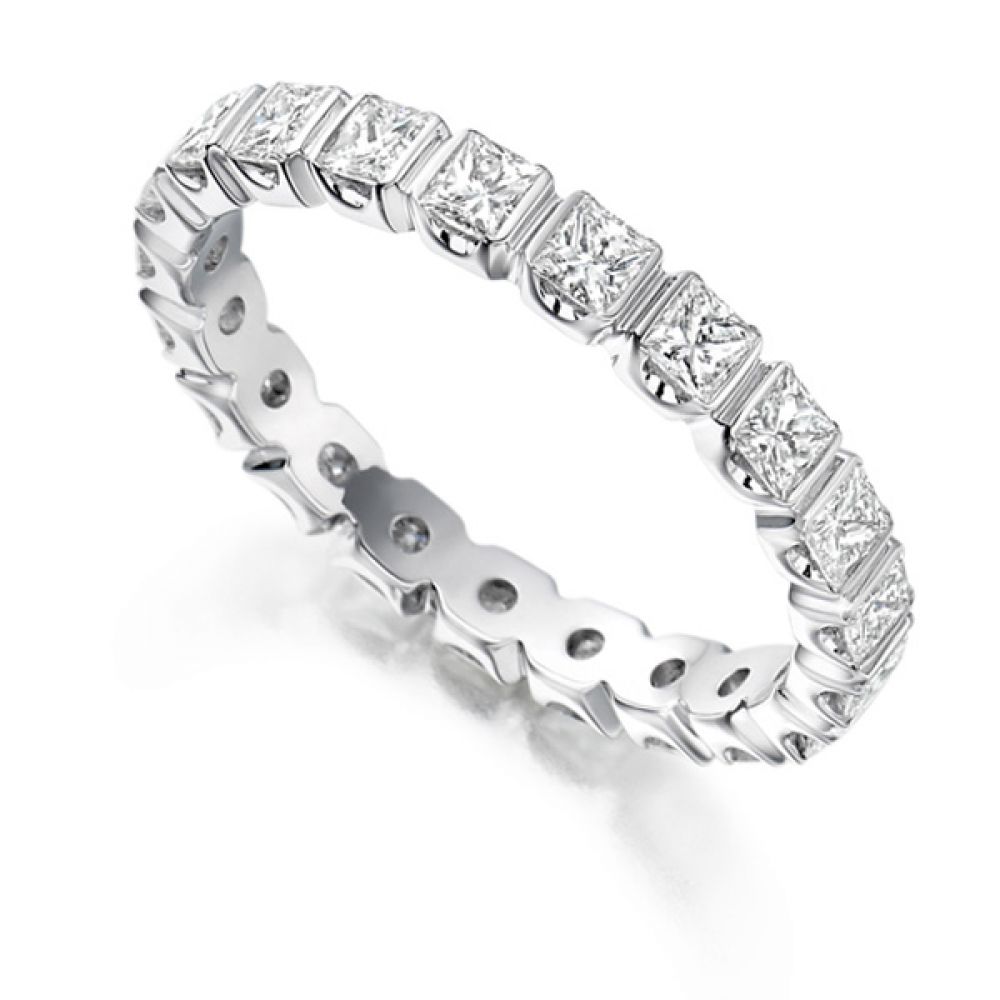 1.5 Carat Bar Set Princess Full Diamond Eternity Ring 1.5 Carat Bar Set Princess Full Diamond Eternity Ring