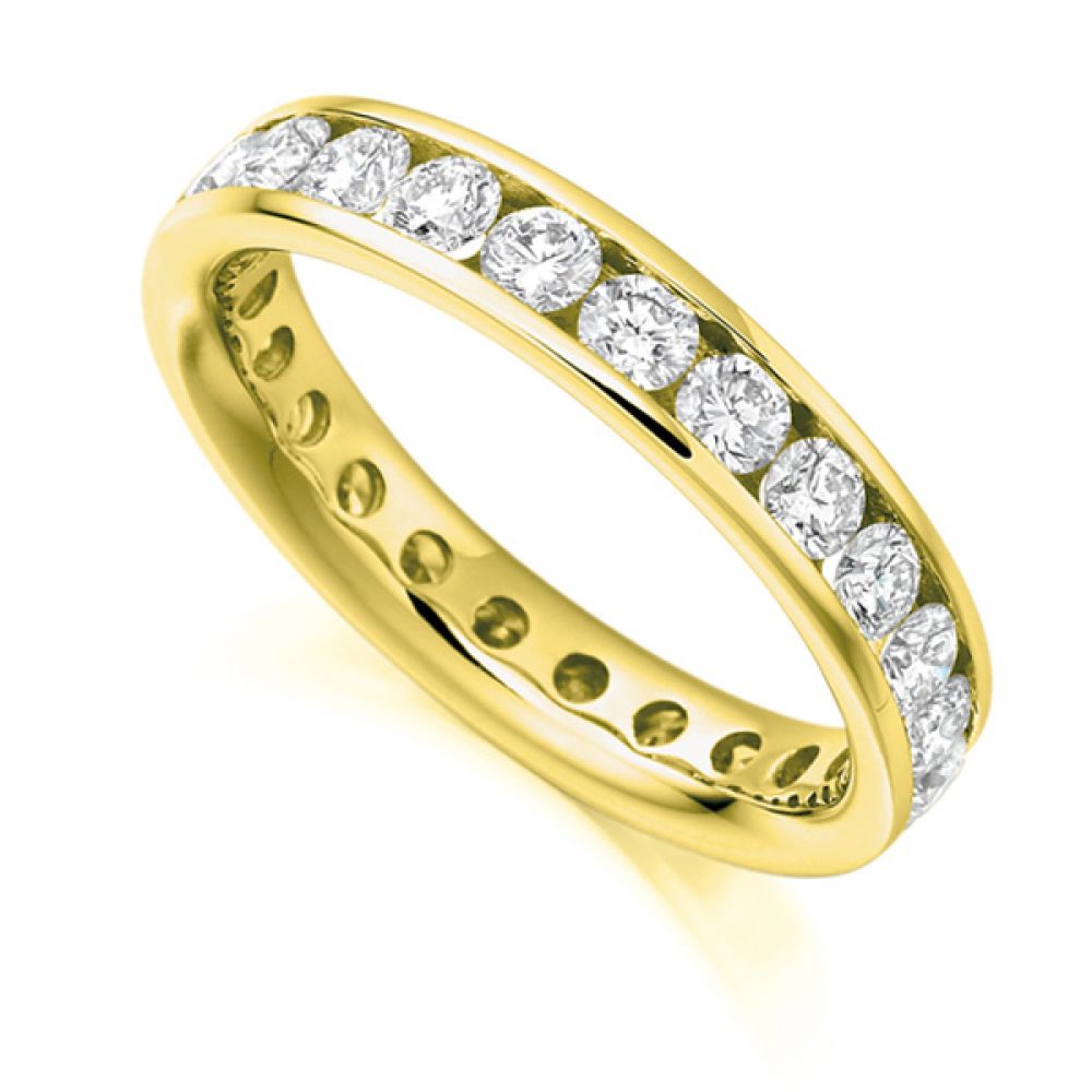 2 Carat Round Diamond Full Eternity Ring Channel Set In Yellow Gold