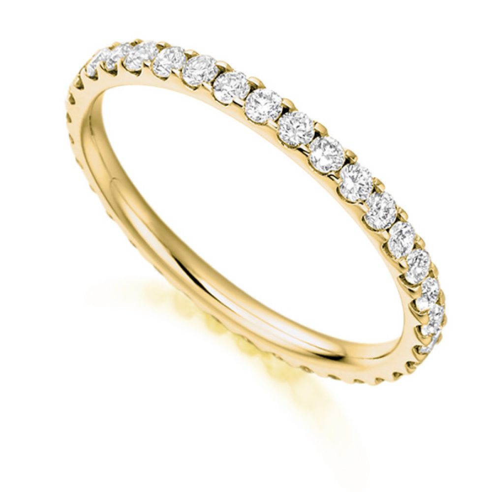 0.75ct Claw Set Full Diamond Eternity Ring In Yellow Gold