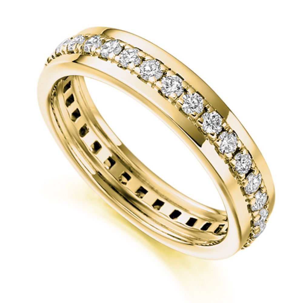 0.80cts Grain Set Full Diamond Eternity Ring In Yellow Gold