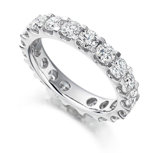 3 Carat Round Diamond Full Eternity Ring Claw Setting Main Image