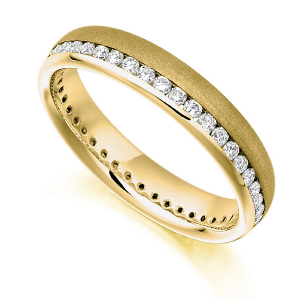 0.50ct Round Diamond Full Eternity Ring Satin Finished In Yellow Gold