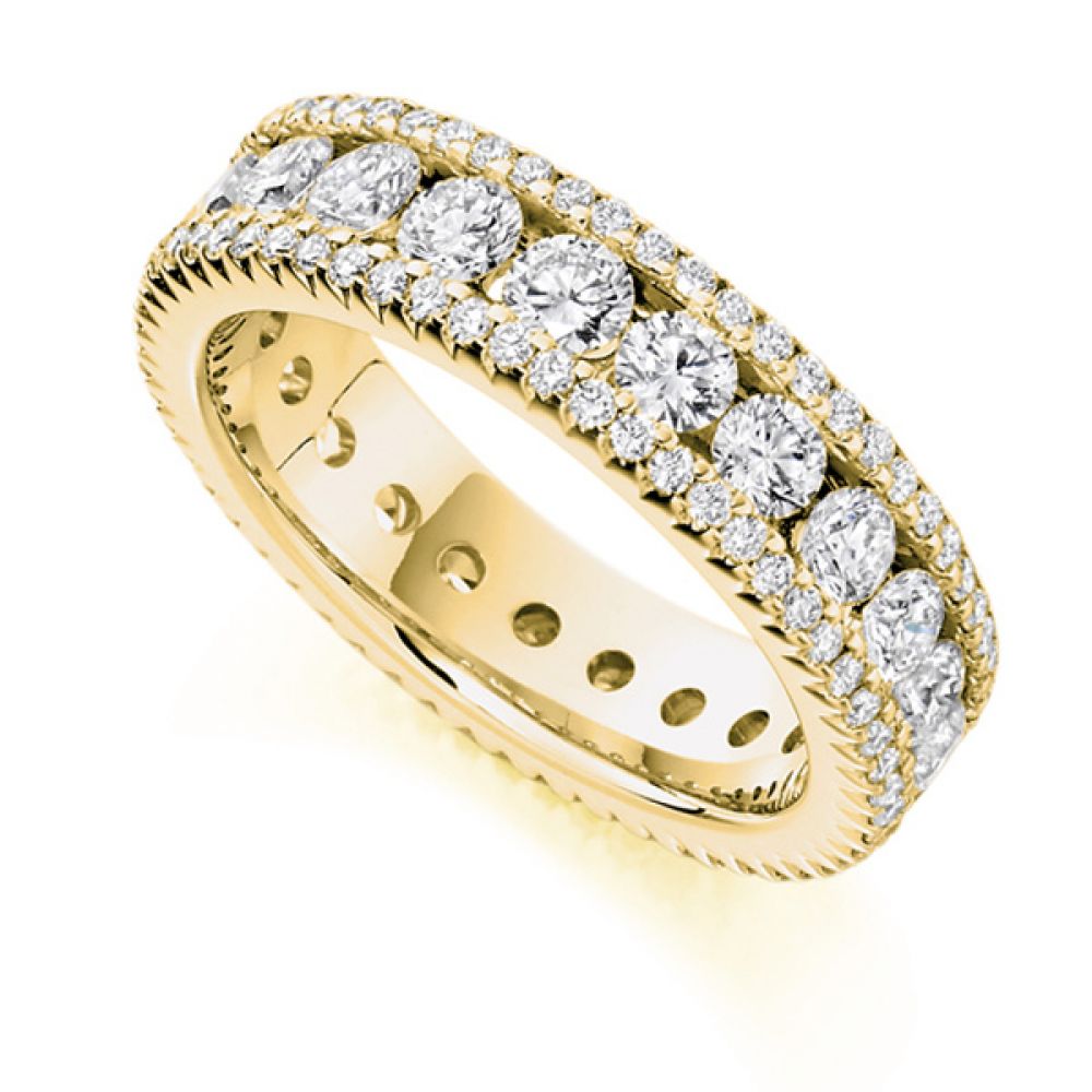 2.80 Carat Diamond Encrusted Full Diamond Eternity Ring In Yellow Gold