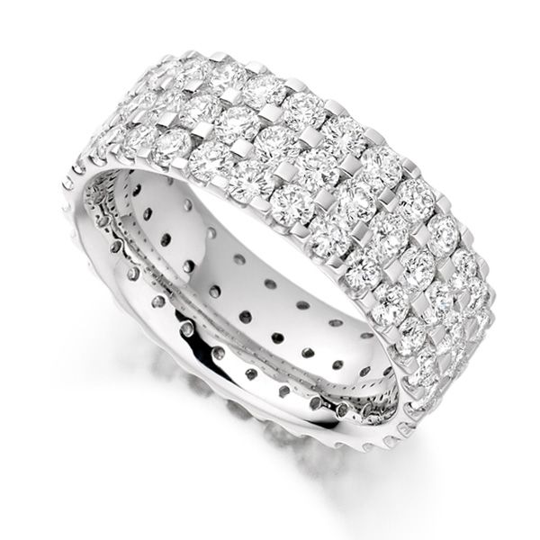 3 Carat 3 Row Pavé Set Full Diamond Eternity Ring Main Image