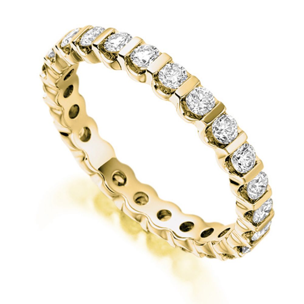 1 Carat Bar Set Round Diamond Full Eternity Ring In Yellow Gold