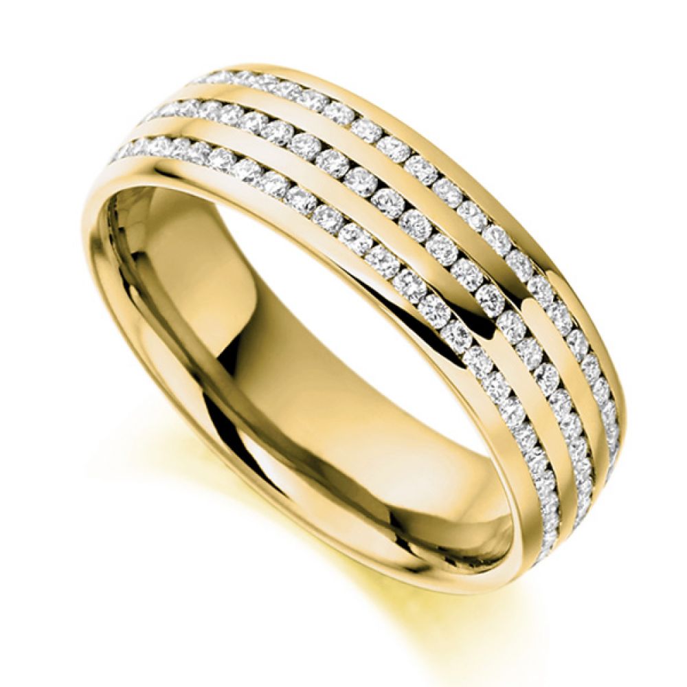 1 Carat 3 Row Channel Set Full Eternity ring In Yellow Gold