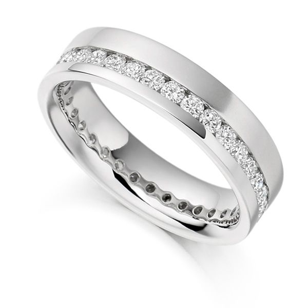 1 Carat Offset 5.2mm Wide Diamond Eternity Ring Main Image