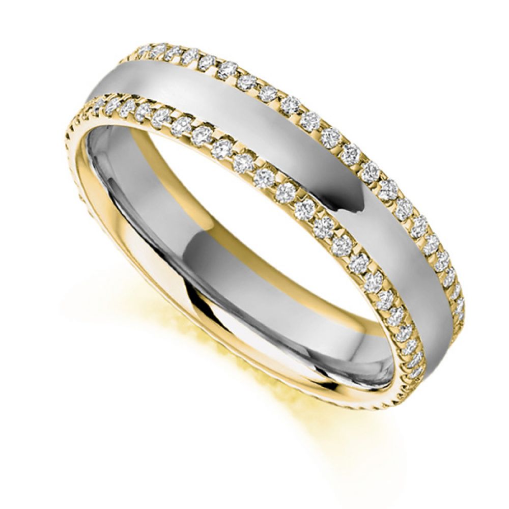 0.55cts Diamond Edged Full Eternity Ring In Yellow Gold