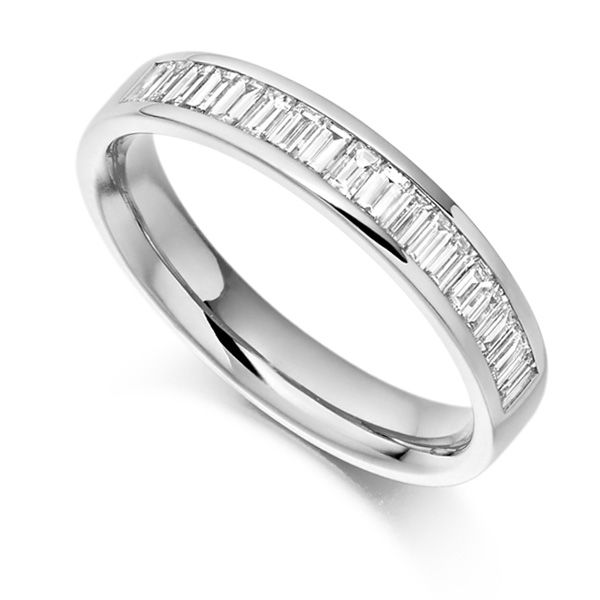 0.56cts Cross Set Baguette Half Diamond Eternity Ring Main Image