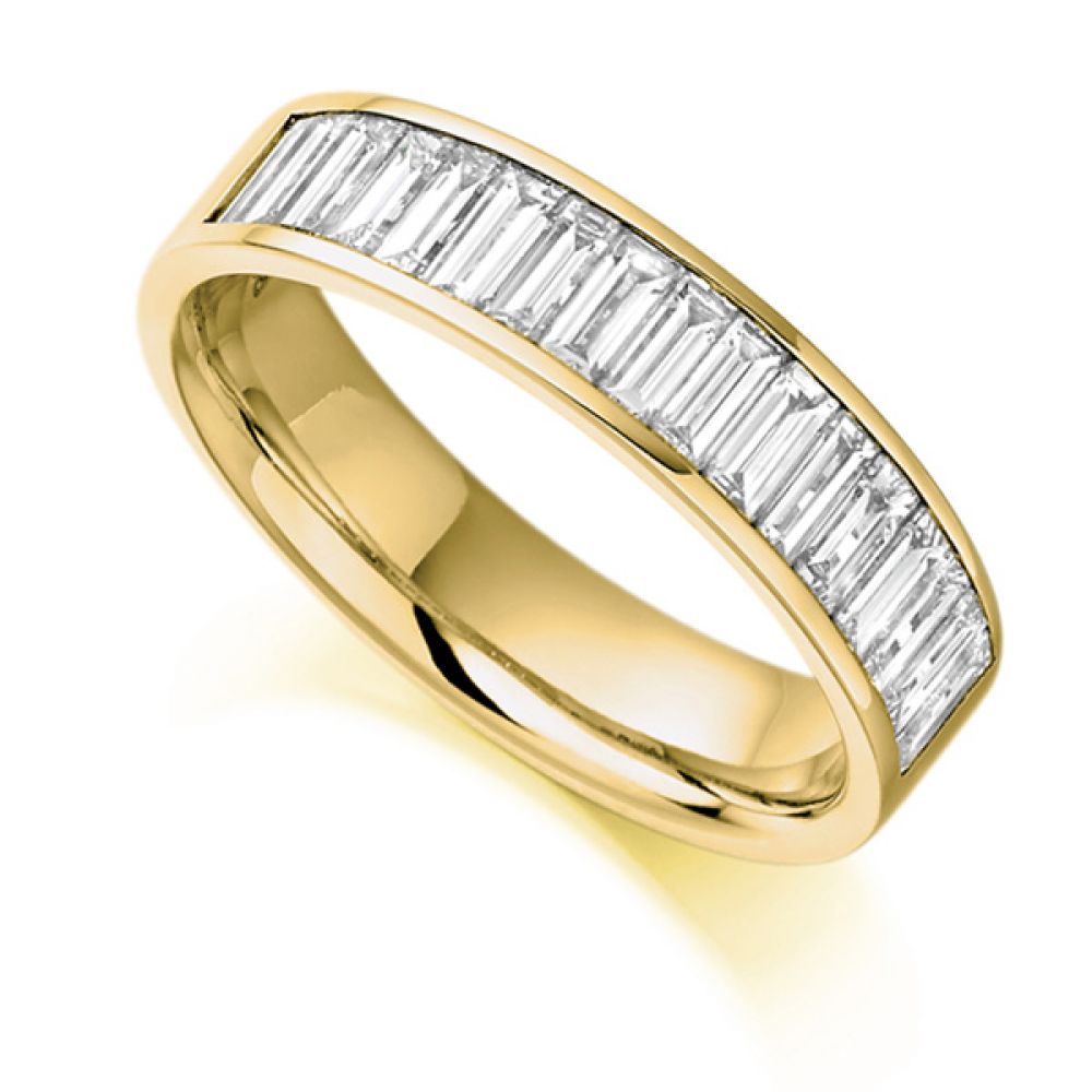 1 Carat Channel Set Baguette Half Eternity Ring In Yellow Gold